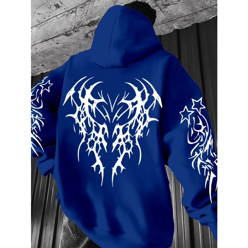 Herren Mode Kapuzenpullover mit dunklem Musterdruck, Lässiger vielseitiger Hoodie
