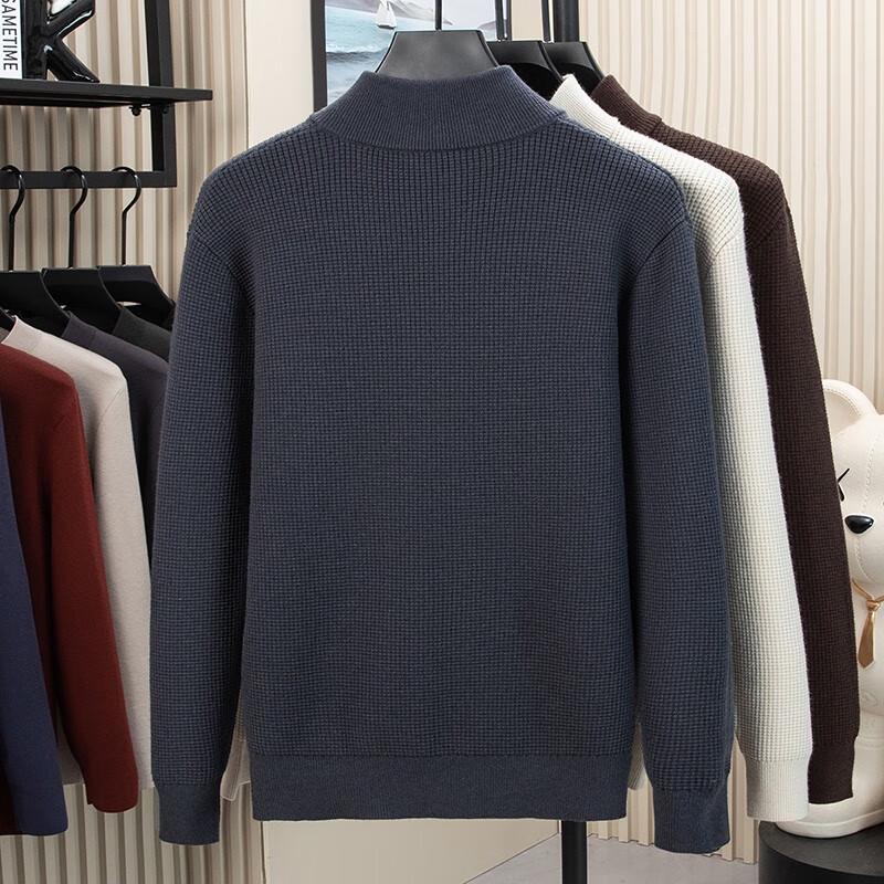 Men's Half-Zip High-Neck Knit Pullover Sweater FXT6809