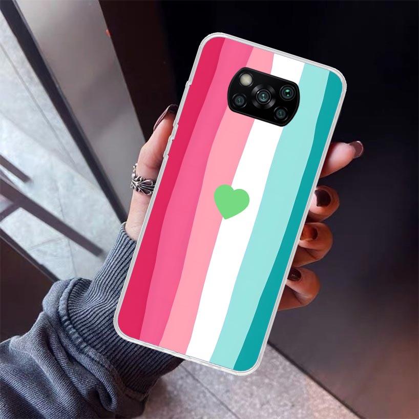 Rainbow Gradient Love Phone Case For Xiaomi Poco X5 X6 X7 Pro F7 Ultra M7 Redmi 15C 15 13C 13 12C 12 10 10C 10A 9 9C 9T 9A Cover