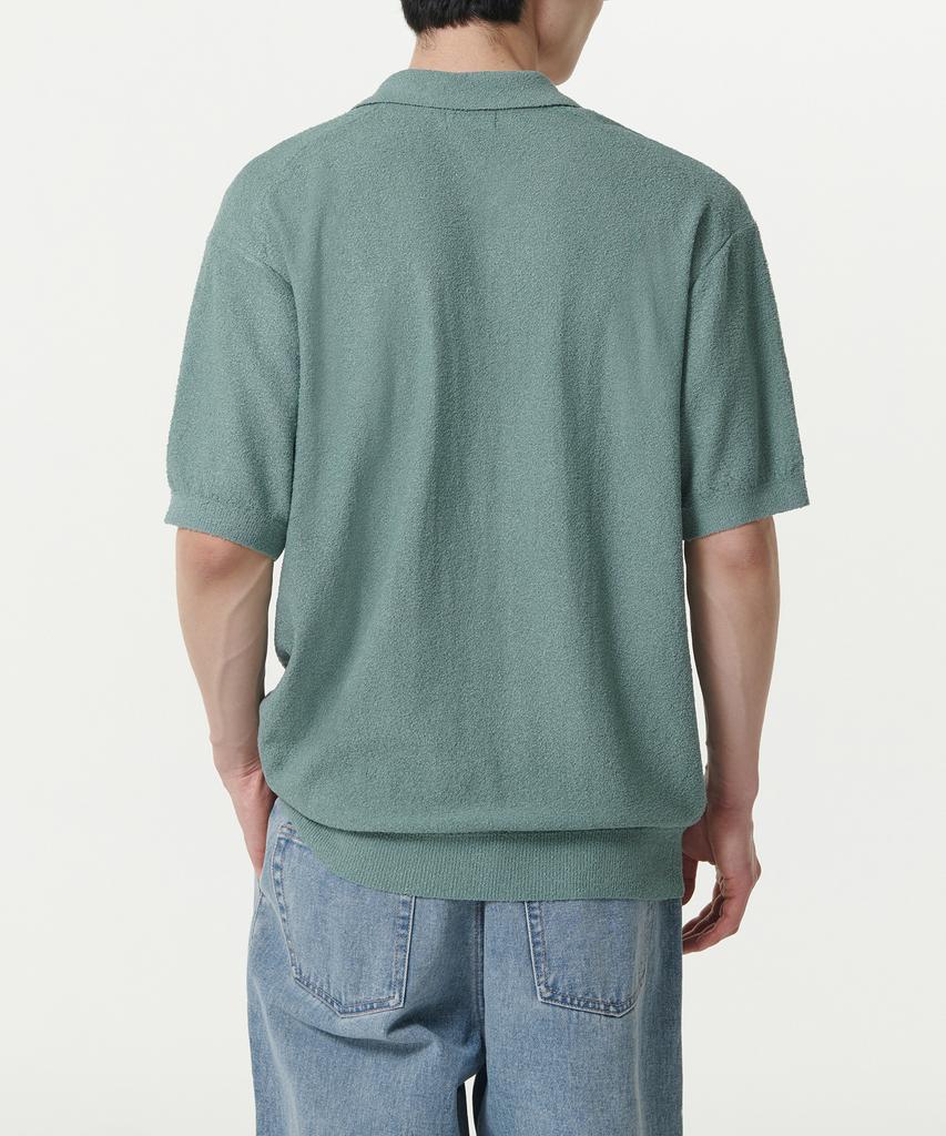 MUSINSA STANDARD Boucle Slit Neck Knitted Polo Shirt [Dusty Mint]