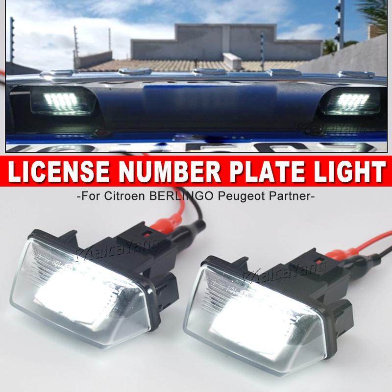 2pcs LED Number License Plate Light For Peugeot 206 207 307 308 406 407 5008 Partner Citroen C3 C4 C5 BERLINGO XSARA SAXO White