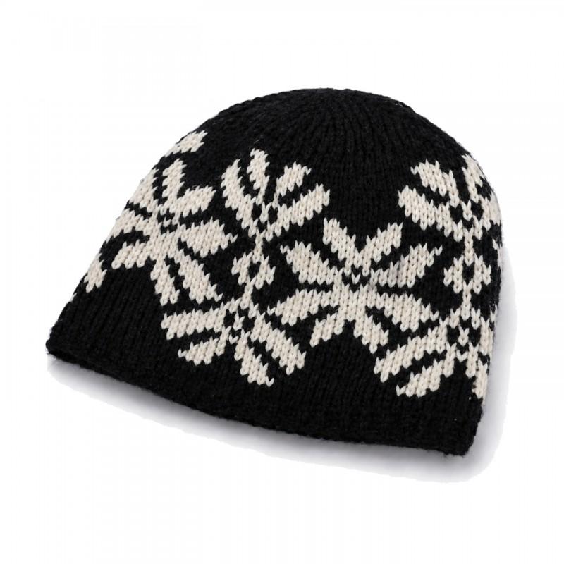 Womens Jacquard Snowflake Knit Beanie Hat Winter Warm Ear Protection Foldable Casual Cap