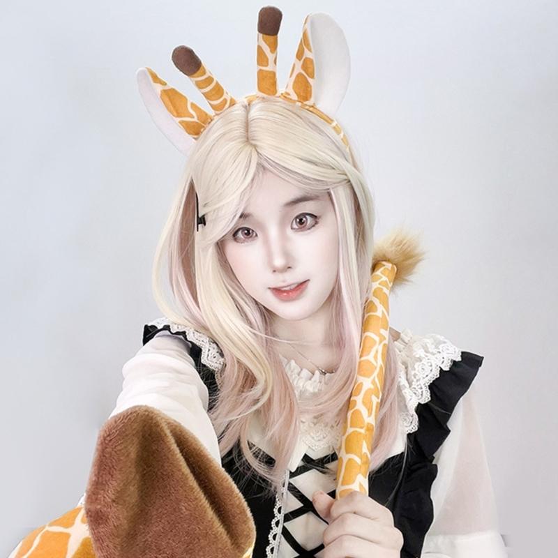 Realistic Giraffe Ears Hooves and Tail Plush Costume Set for Children Role Play Parties and School Event