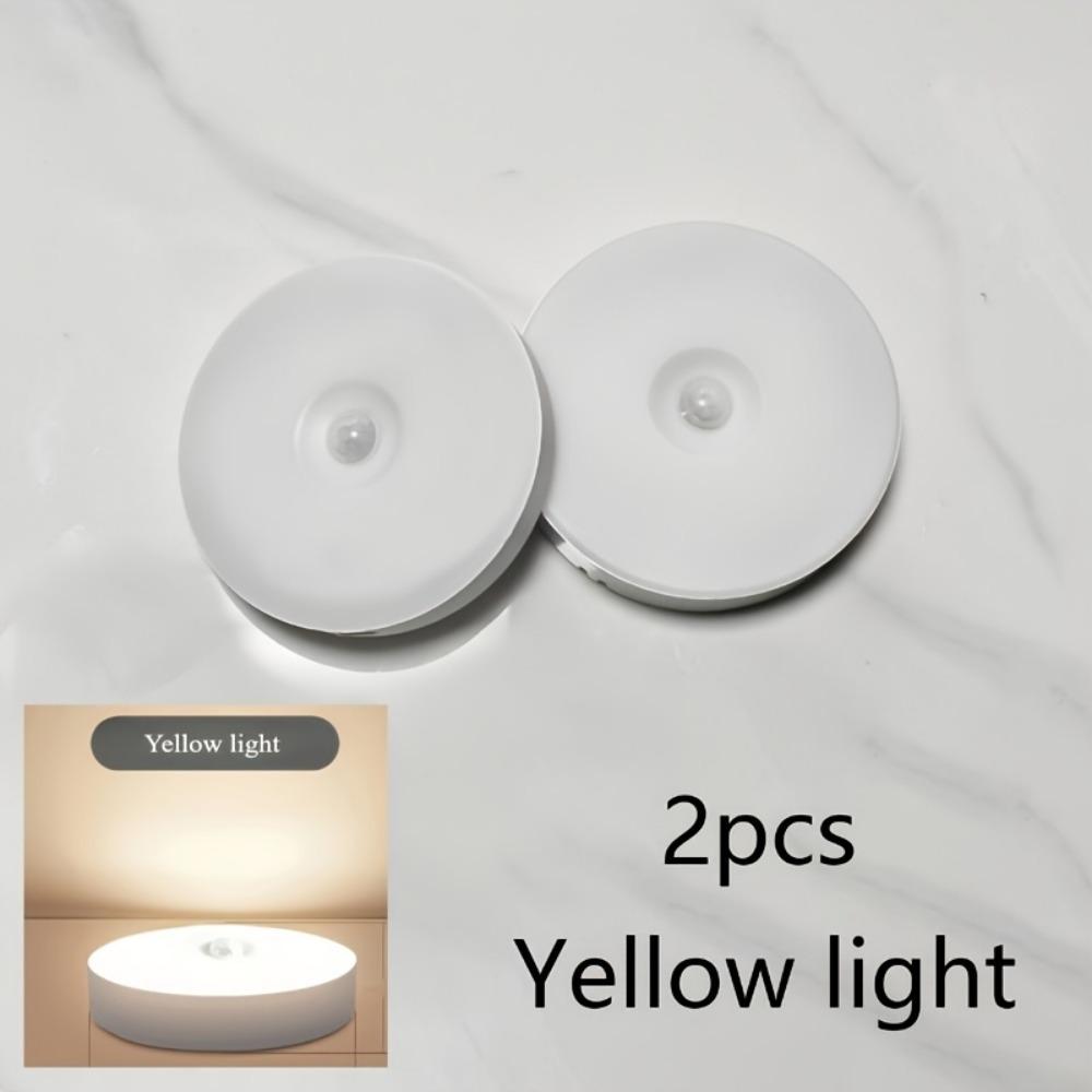2 szt. Lampka nocna magnetyczna na stopnie, do użytku wewnętrznego, ładowana przez USB, inteligentna lampka z czujnikiem ruchu, szeroki kąt wykrywania 120°, kabel do ładowania