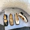 French Retro Shallow Mouth Square Head Mary Jane Small Leather Shoes Women's Shoes New Spring Casual Flat Shoes