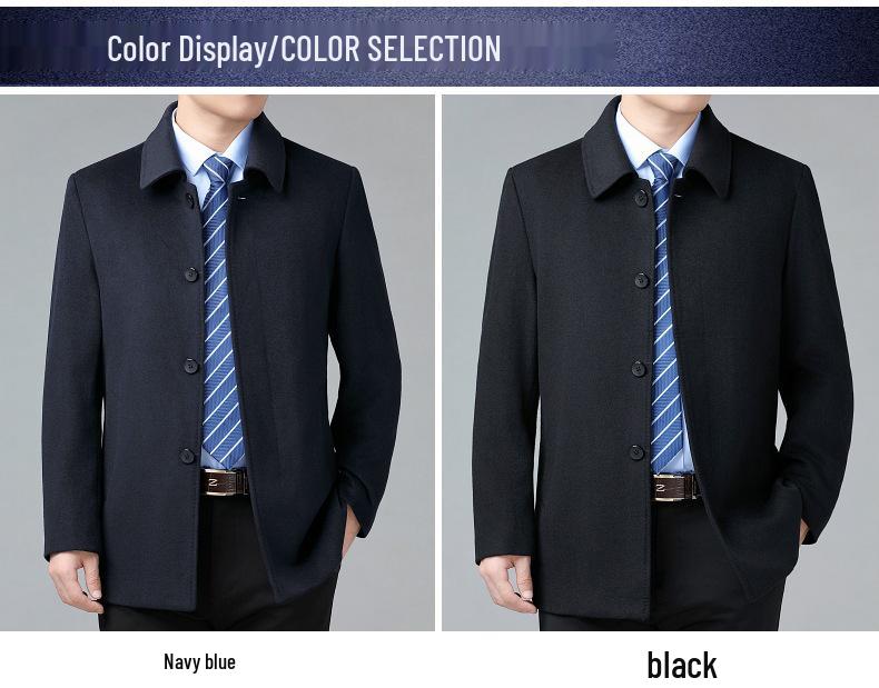 Men's Mid-Aged Wool Lapel Jacket - Business Casual Button-up for Autumn/Winter