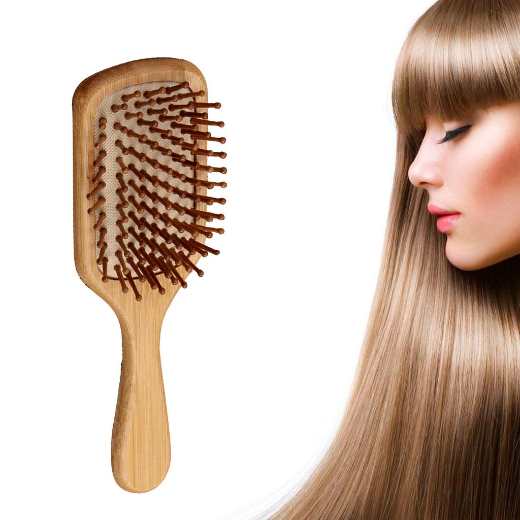 Bamboo Paddle Hair Brush Ergonomic Detangling Smoothing Massage Cushion Hair Brush Styling Tool