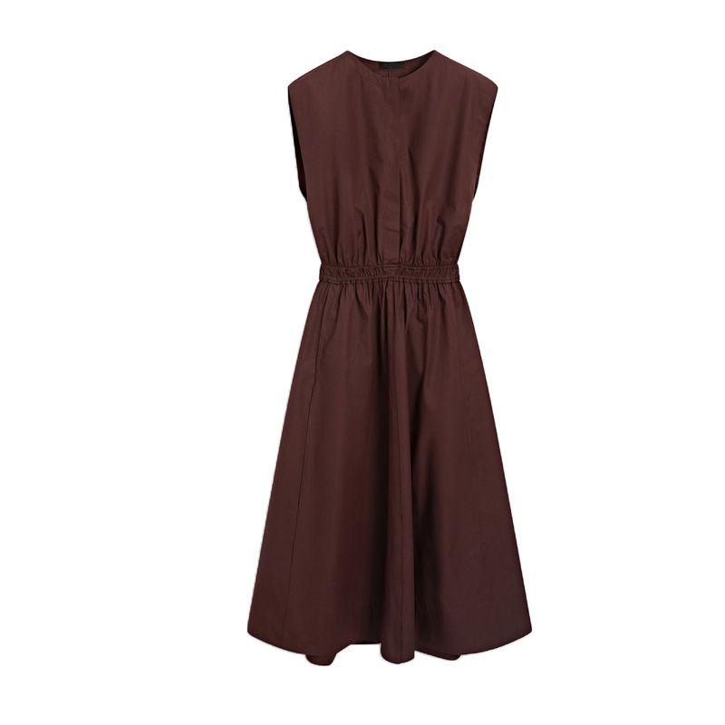 

Women s Spring Clothing French Style Temperament Elegance Work Clothing White Mid-Length Sleeveless Waist-Tight Dress 6657584 Bordeaux wine red XS