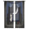 Cat Playing In A Window Sheer Curtains For Living Room Kids Bedroom Tulle Curtains Kitchen Window Treatment Drapes