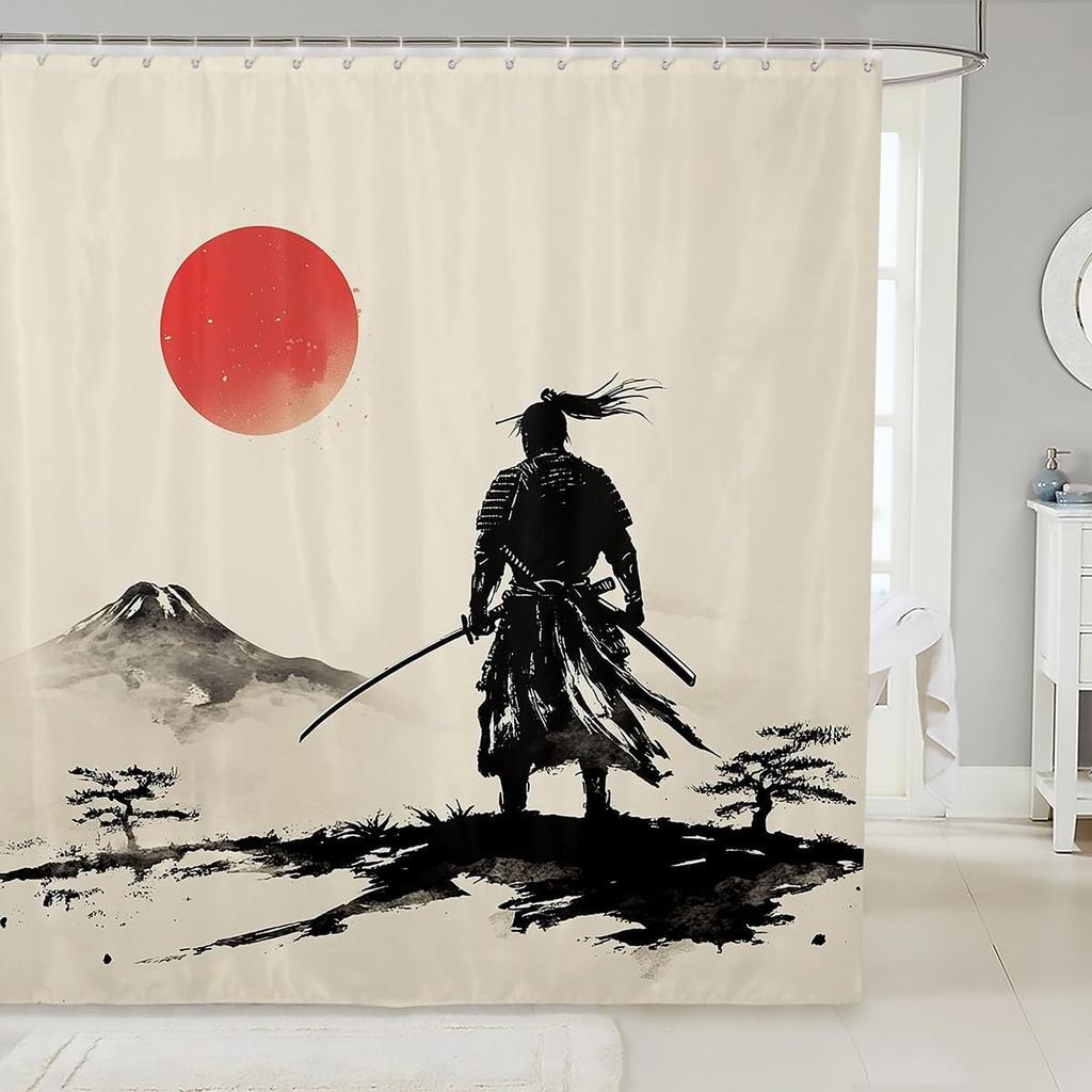 Japanese Koi Fish Shower Curtain Cherry Blossoms Bath Curtain Kids Boys Girls Botanical Flowers Floral Print Bathroom Shower