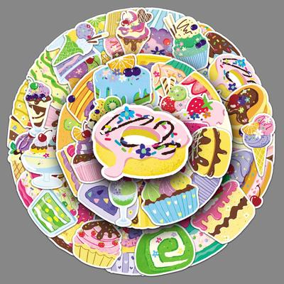 50 Dessert Doodle Stickers Cartoon Cute Hand-painted Fresh Little Guka Mobile Phone Water Cup Coffee Cup Stickers