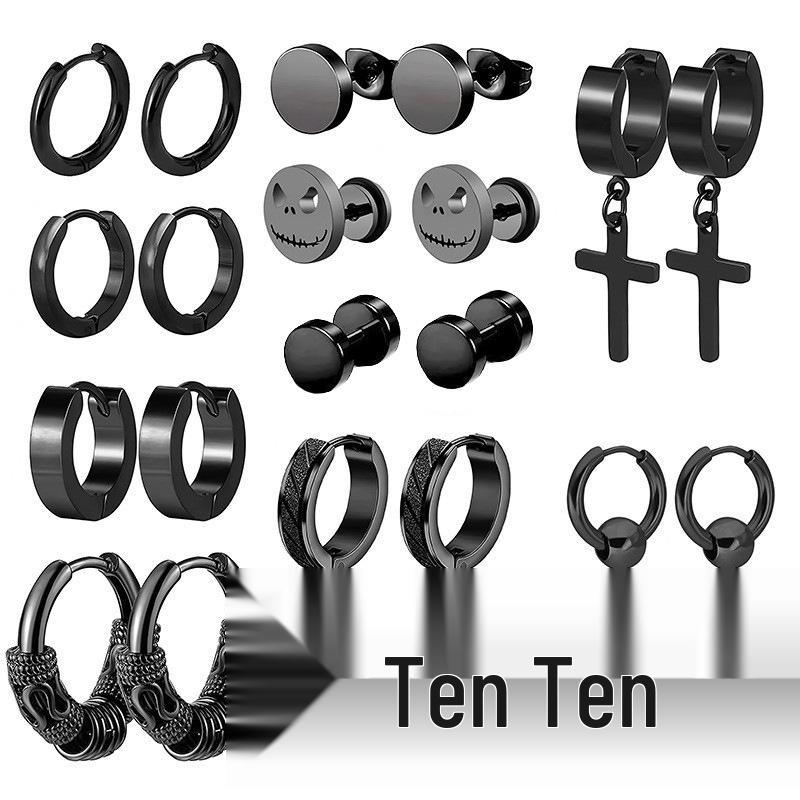 Luxury Stainless Steel Women's Stud Earrings: European & American Fashion Set