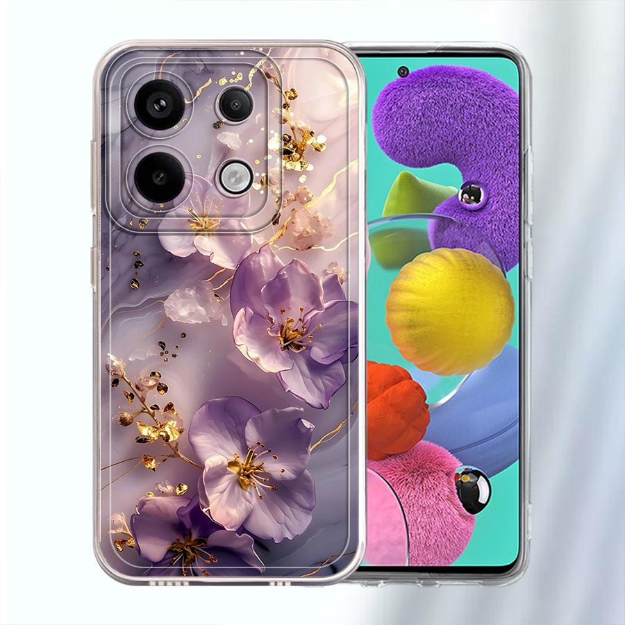 

Flower Marble Soft Phone Cover Case for Xiaomi Redmi Note 14 Pro Plus 13C 10S 9 10 12 11S 11 A4 14C 12S Note 13 Redmi Note 12 4G