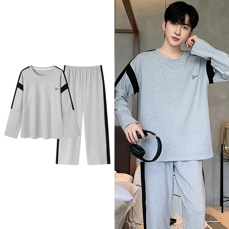 Hjorteutskrift Elegant pyjamassett for mann Høst Vinter Mote Myk bomull Herre Loungewear Komfortabelt nattøy