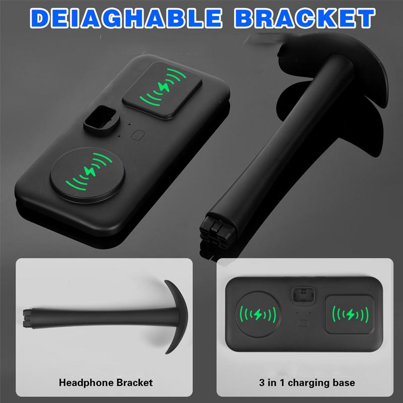3in1 Headphones Stand Wireless Charger RGB Atmosphere Light Gaming Headset Bracket Mobile Phone Bluetooth Earphone Charging Dock