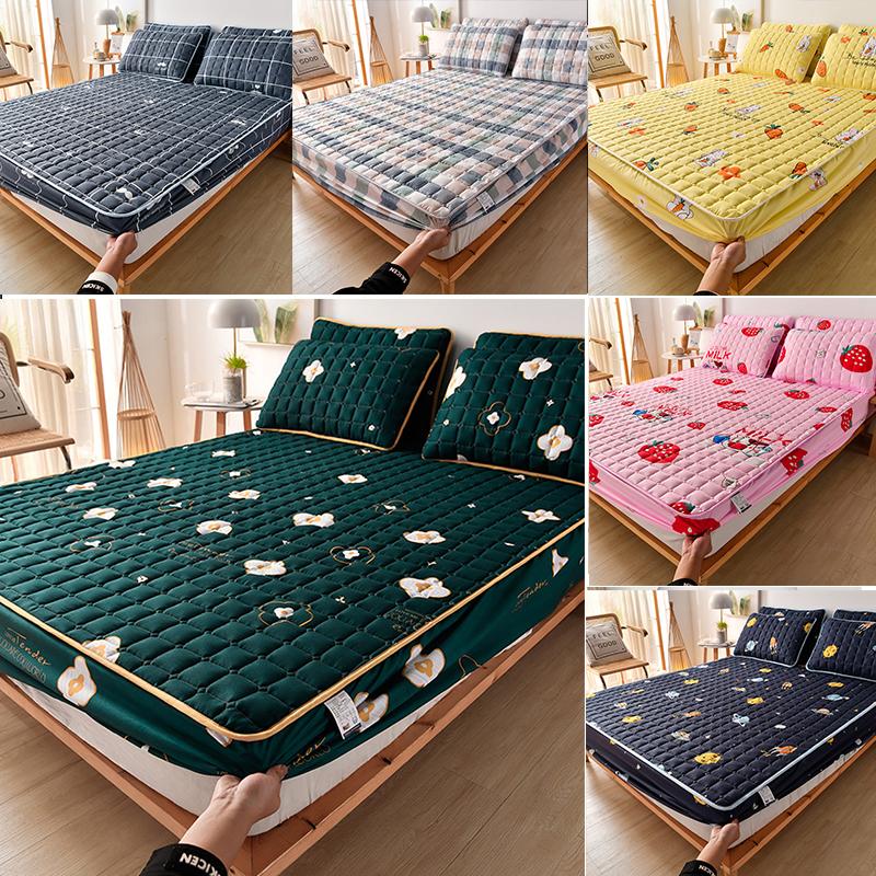 1 ks Prošívané bavlněné prostěradlo, Voděodolný voděodpudivý chránič matrace, Měkké ložní prádlo, Protiskluzový silný chránič matrace, Prachotěsný ochranný potah