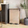 Kitchen Bin, 2-Compartment, 2 x 28 L, Stainless Steel, Soft-Close, 45.8 x 36 x 67.6 cm, Gold