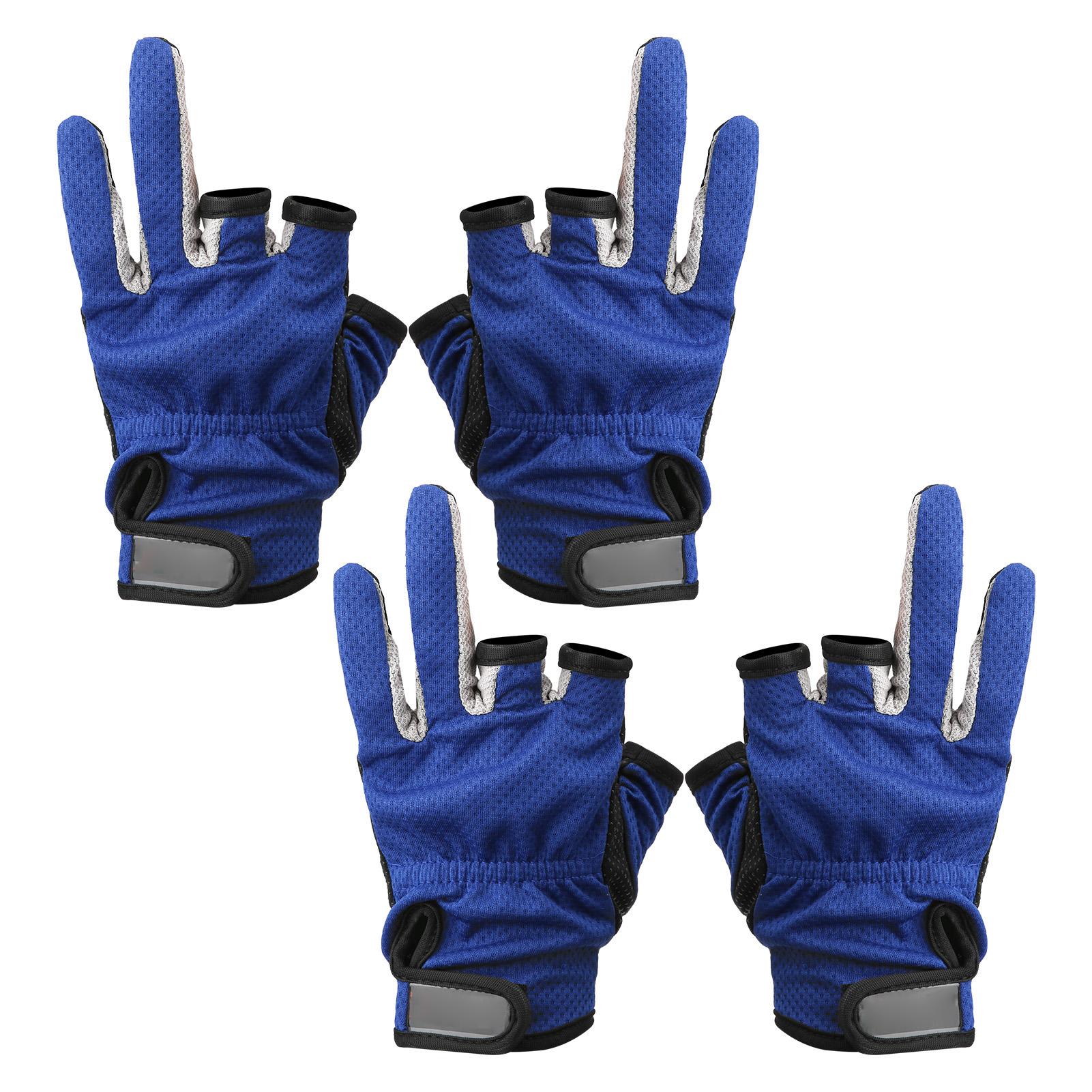 2 Pair Three Finger Fishing Gloves Neoprene Breathable Gloves with Antiskid Convex Point
