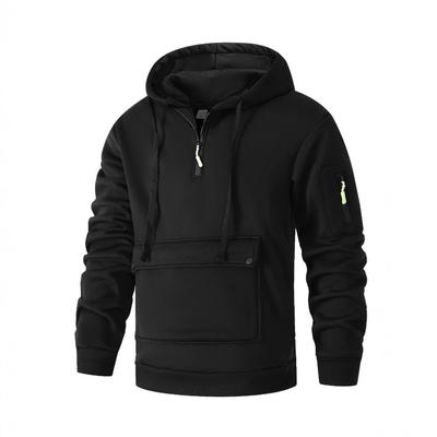 A Casual Hooded Arm Zipper Pullovers Hoodie with Pocket Design for Men's Autumn and Winter