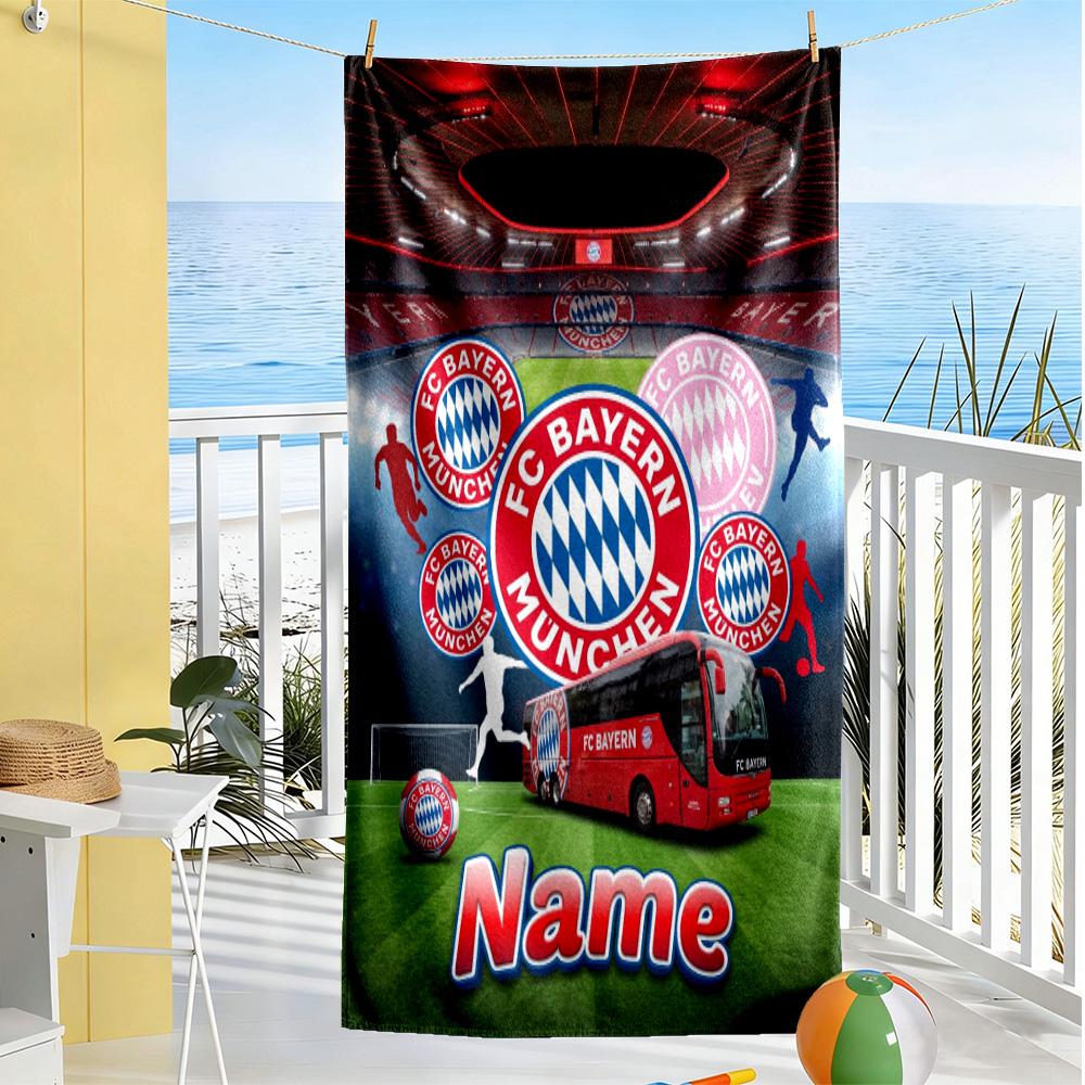 Bayern Munich Fan Gear Customize Text Beach Towel Soft Durable Quick-Dry Portable for SwimmingBeachCamping Travel Beach AccessoriesGym