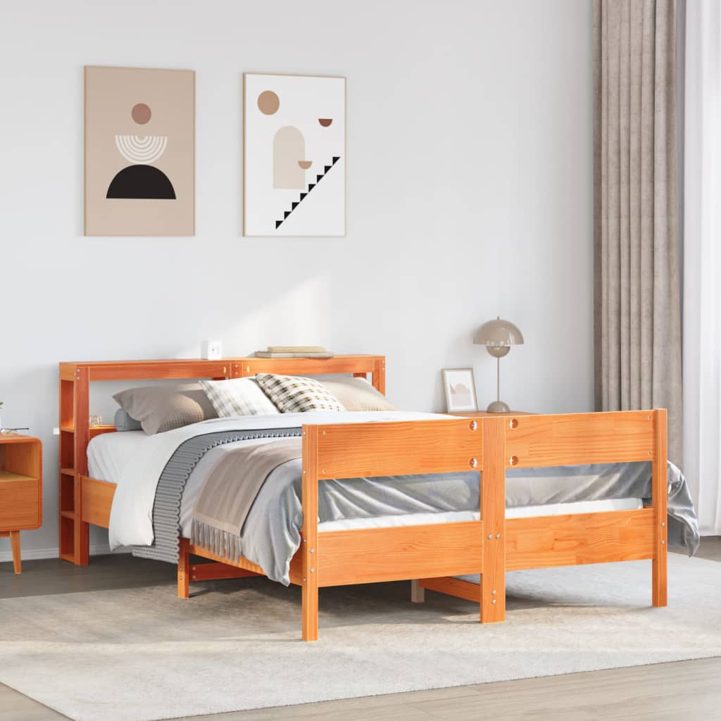 Solid Wood Bed without Mattress Wax Brown 120 x 200 cm Pine Wood