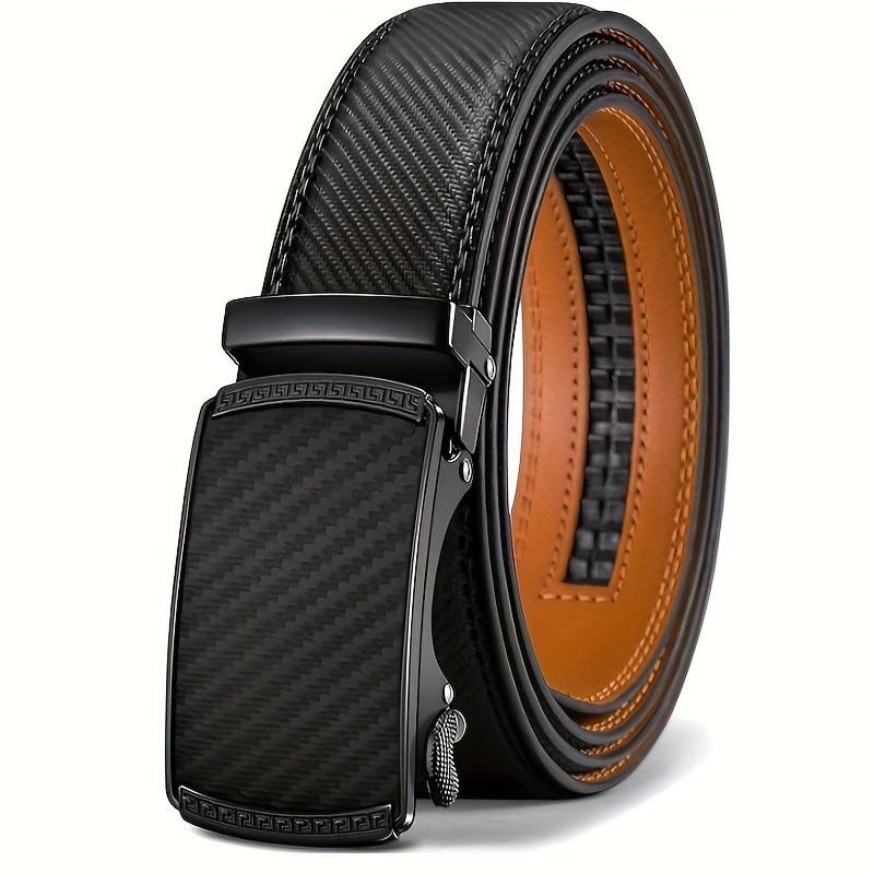 Men's Two-Layer Cowhide Leather Belt with Automatic Buckle - Versatile Business Style