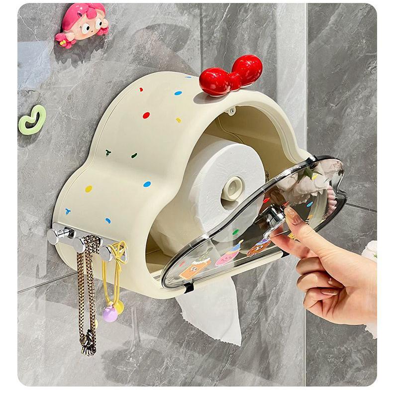 Cloud Patterned Bathroom Waterproof Non Porous Wall Hanging Tissue Box Storage Rack Dustproof