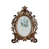 Golden Flowers Photo Frame With Antique Design Resin Oval Shape Picture Frame For Anniversary Wedding Or Housewarmings