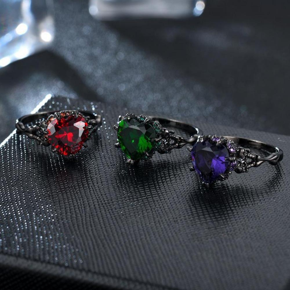 Gothic Black Skull Rings Biker Rings Vampire Accessories Halloween Gothic Engagement for Women Gifts Christmas Gifts