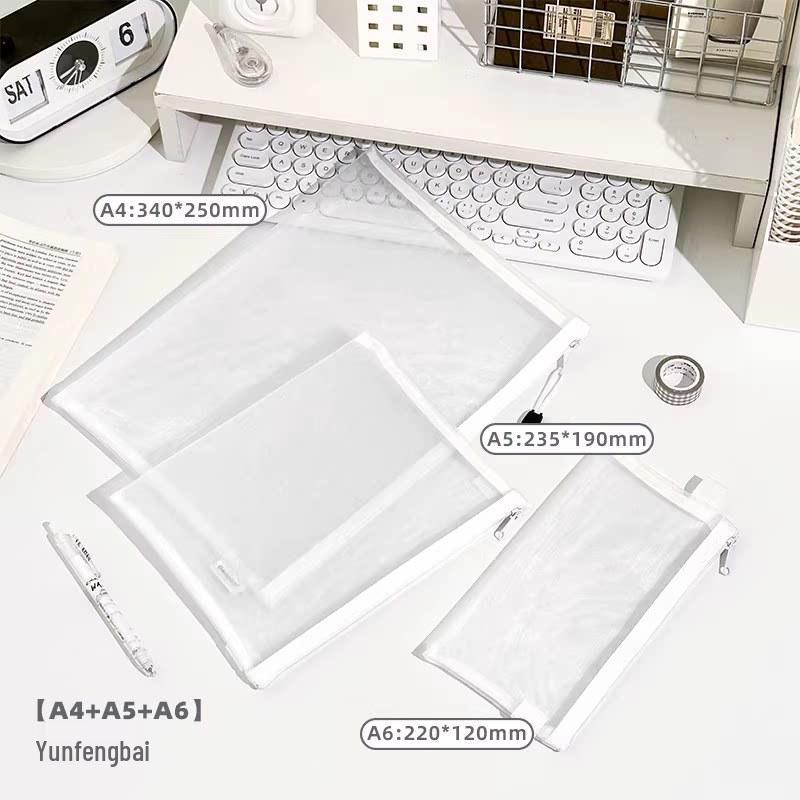 Mesh Document Bag with 6 Zippers - 5 Storage Compartments for Students & Files, Back-to-School Handbag