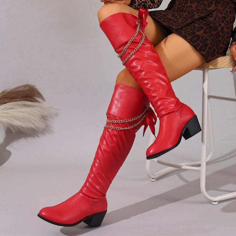 Tassel Long Thigh Boots Women No Knee Autumn Winter High Knight Boots Block Heel