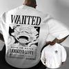 T-shirt d'été en coton One Piece Homme Luffy Nika Wanted Graphique Crâne Col Rond Coupe Ample Décontracté Streetwear