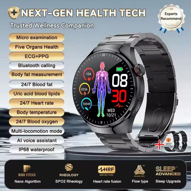 Men Smart Watch AMOLED ECG Health Monitoring Outdoors Flashlight Bluetooth Calling Sports Fitness Tracker TK27 Smartwatch