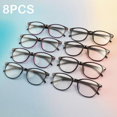8PCS Reading Glasses Lightweight Anti Eyestrain Fashion Computer Presbyopic Glasses For Women Men