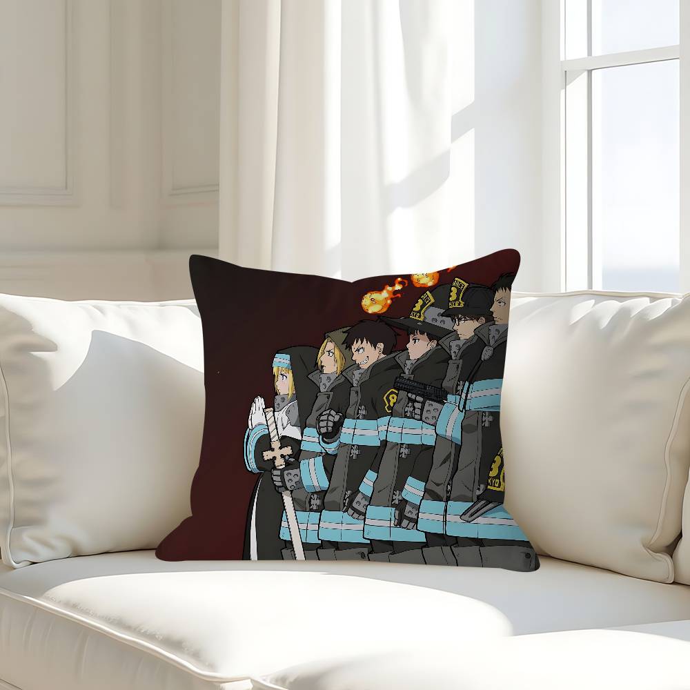 

Anime F-Fire-Force Pillow Case Removable Washable Cushion Cover – All-Season Soft Linen 16x16Inch