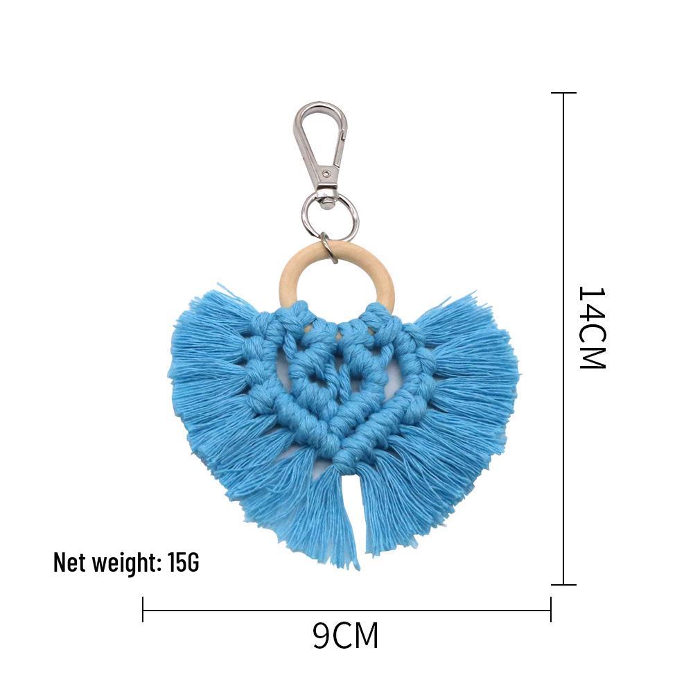 Colorful Cotton Tassel Keychain with Woven Pendant Bag Decoration