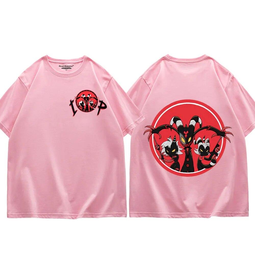 Trend Anime Helluva Boss Print T Shirts Unisex Women Fashion Cartoon Short Sleeve T Shirt Summer Casual Pure Cotton Loose T-shirt