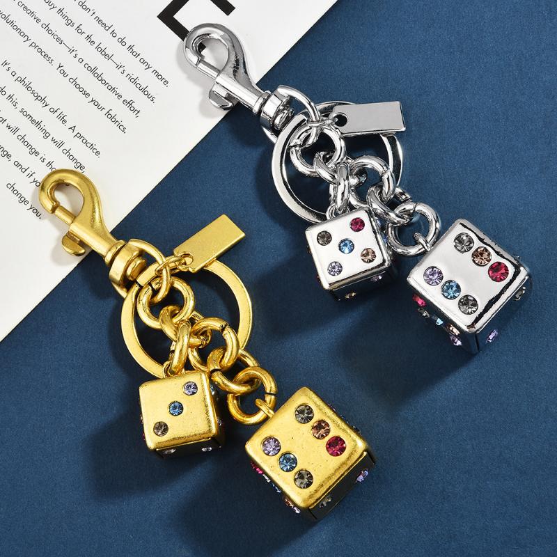 Colourful Dice Keychain Good Luck Dice String Car Keychain Bag Pendant Keyring Fashion Accessories