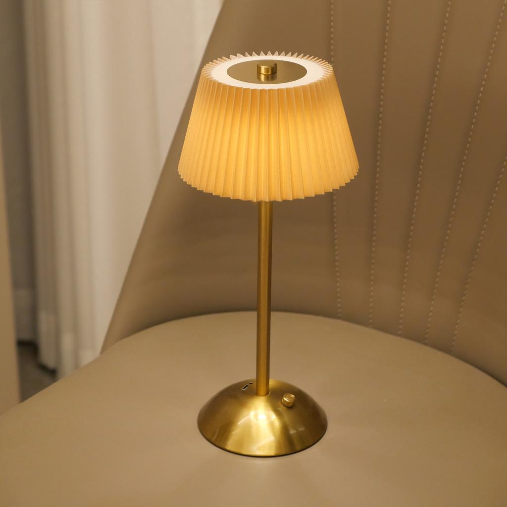 Portable Touch Rechargeable Led Desk Lamp Fabric Shade Wireless Dimmable Creative Ambient Light for Living Room