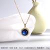 Vintage Green Purple Red Crystal Pendant Necklace Stainless Steel Geometric Choker Jewelry Party Gifts For Women Girls
