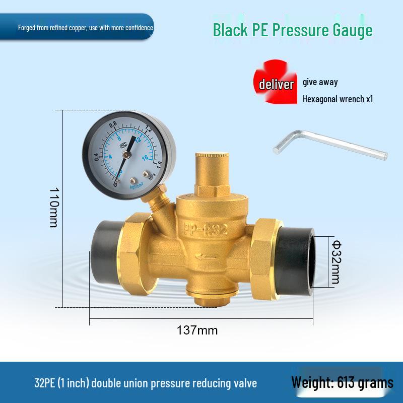 Water Pipe Pressure Reducing Valve for Home Heaters - PPR20/25/32, 4-Point PE Fitting