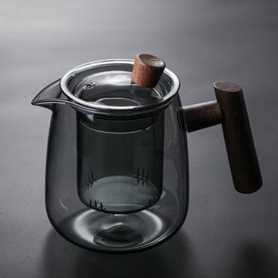 480ML Žáruvzdorná skleněná konvička s dřevěnou rukojetí Infuzér Ohřívaná nádoba Čajová konvice Konvice na květinový čaj Čajovar