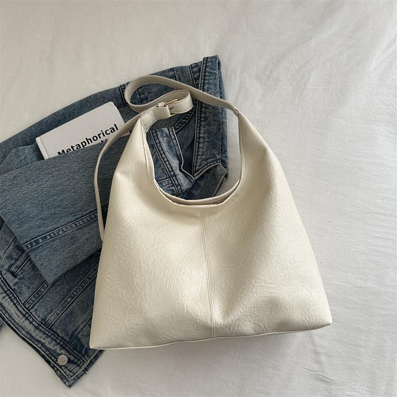 Simple Style Faux Leather Tote Bag for Women Large Capacity Bucket Shoulder Handbag белый