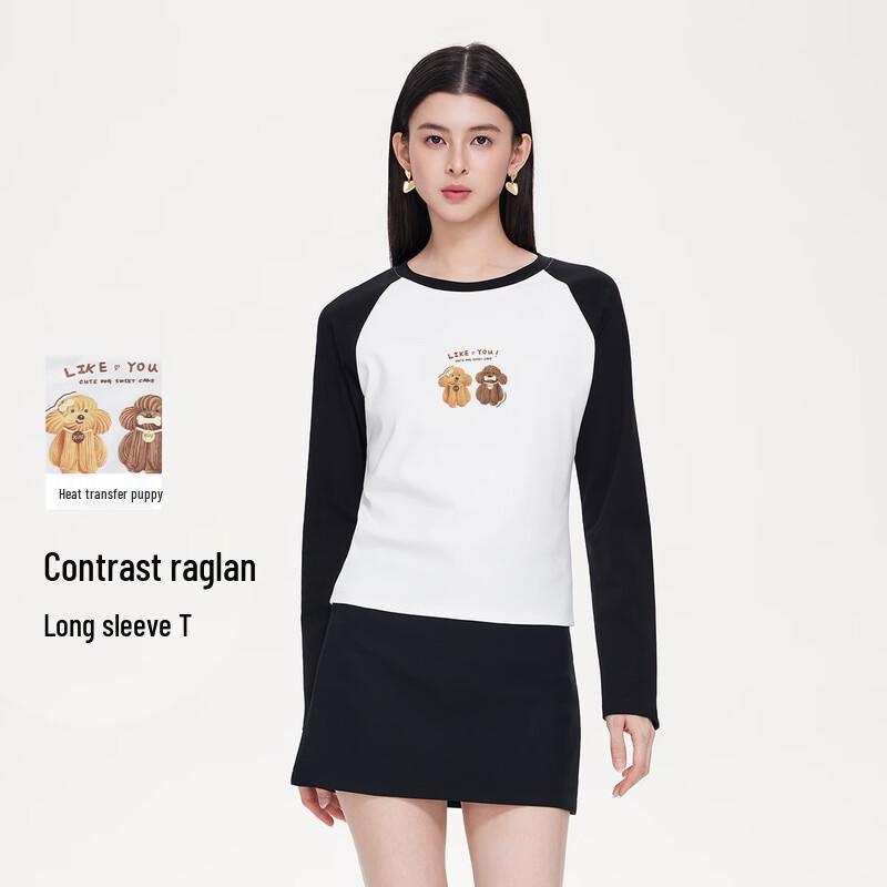 FivePlus Puppy Print Colorblock Long Sleeve T-Shirt S