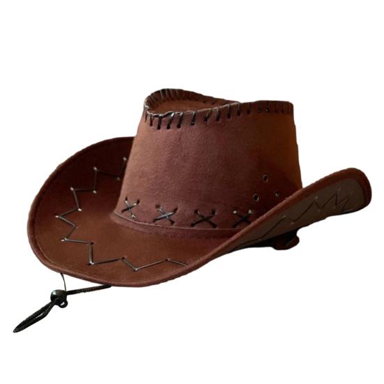 Sombrero de Vaquero Occidental, Sombrero de Gamuza Suave de Ala Ancha para Protección Solar, Sombrero para Acampar al Aire Libre para Hombres Mujeres, Sombrero de Pescador con Toldo Solar para Exteriores con Ajustable