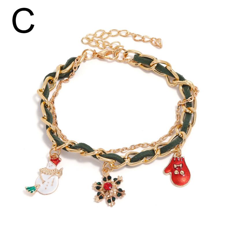 Christmas Reindeer Bracelet Santa Claus Bells Hat Gloves Xmas Tree Pendants Jewelry