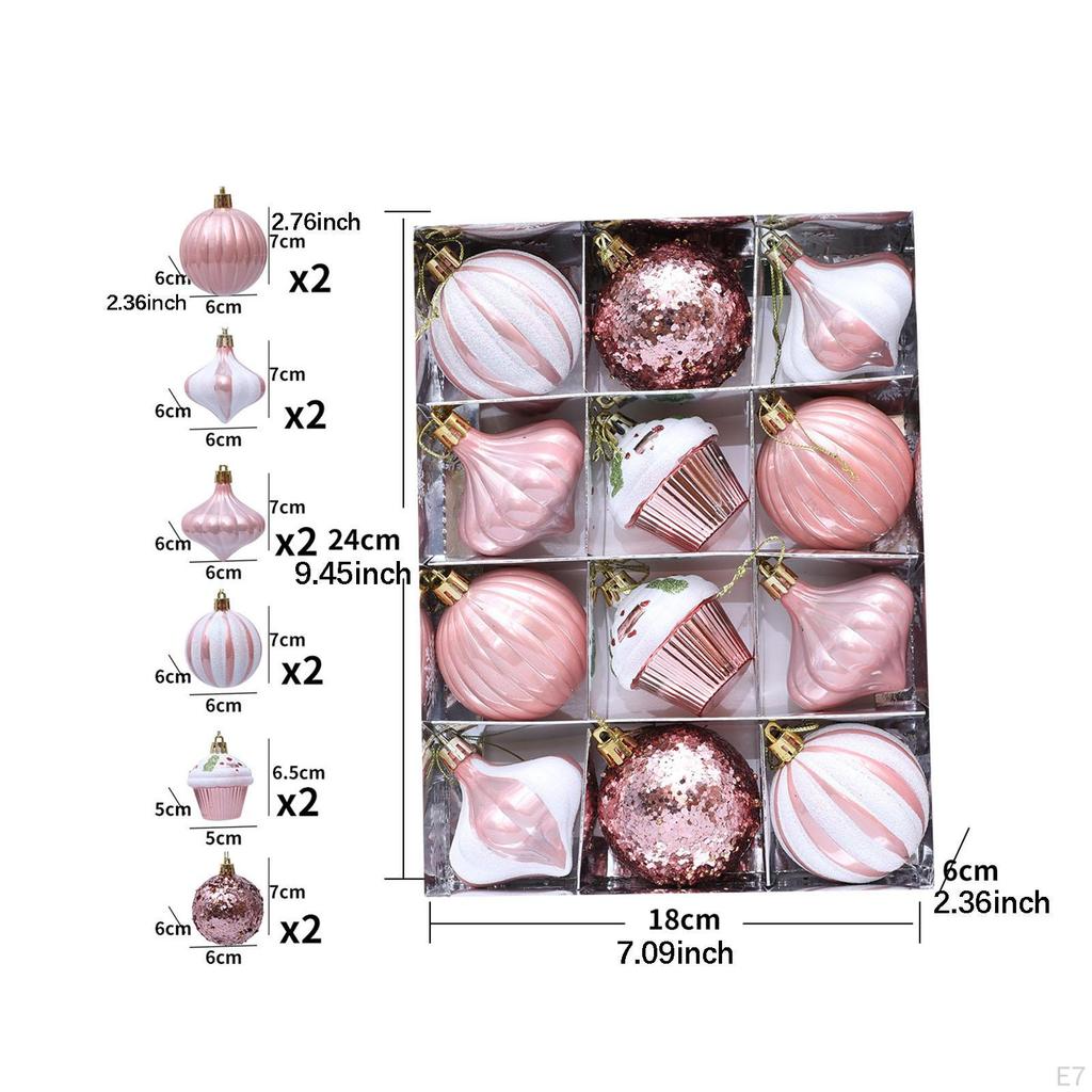 12 Pieces Christmas Tree Ball Ornaments, Hanging Decoration for Xmas Party