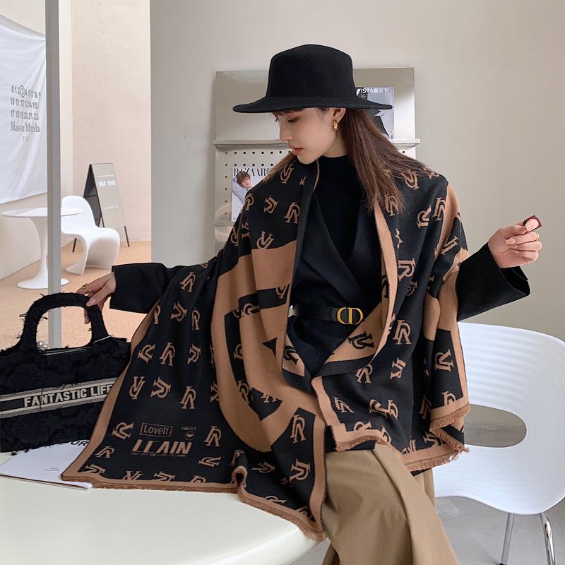 Autumn and winter new imitation cashmere letter jacquard scarf women's fashion temperament warm thick scarf