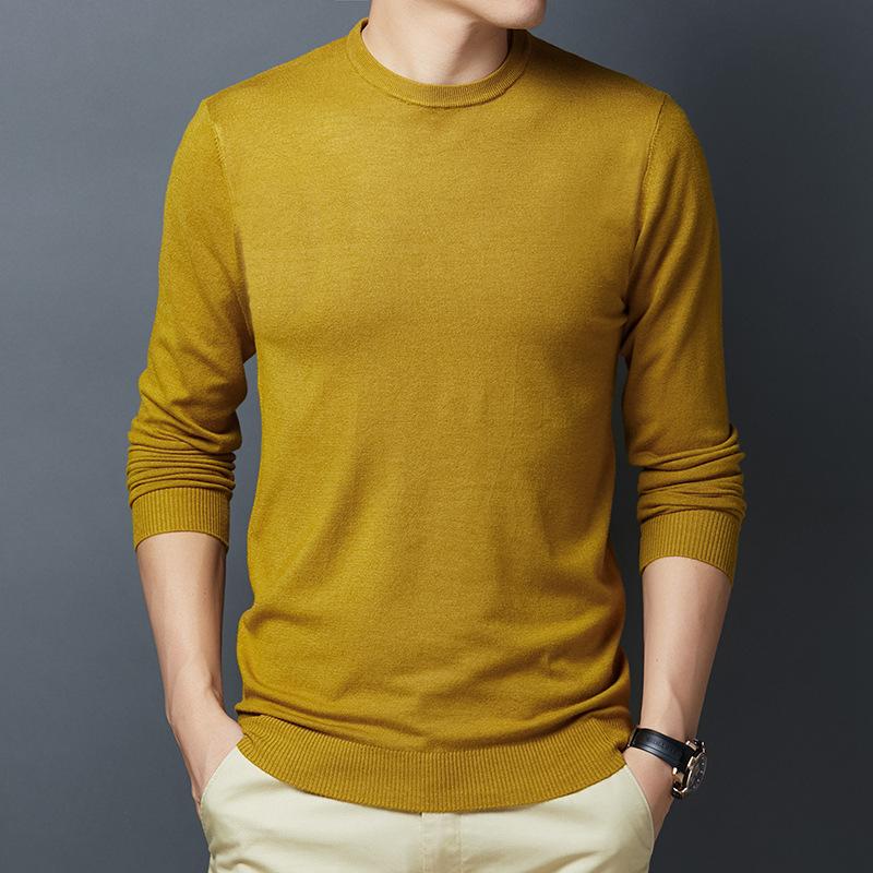 Dünner Pullover mittleren Alters Herren Rundhals Langarm-T-Shirt Pullover Trendy Frühling und Herbst Jugendpullover Herren Wollpullover