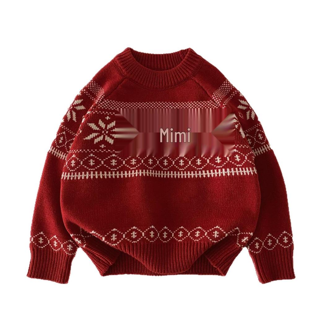 Fair Isle Retro Unisex Jacquard Pullover - Verdickter Rundhals Pullover für Jungen & Mädchen.